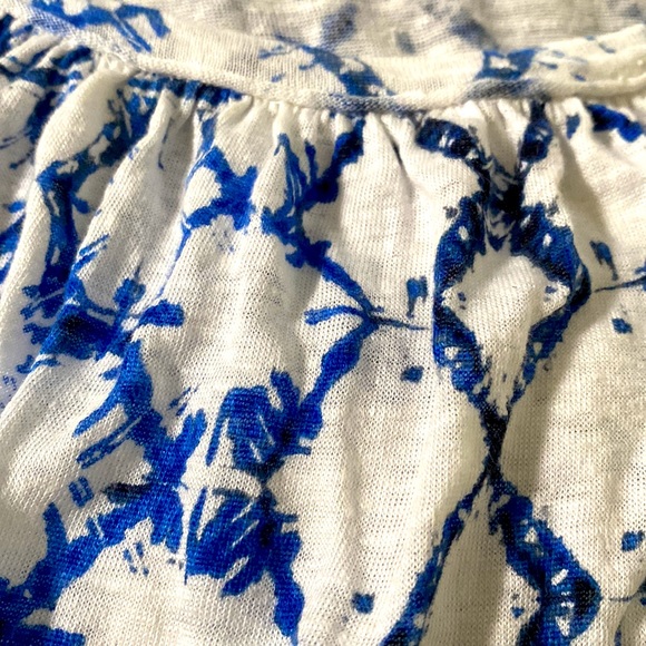 Rebecca Taylor Kaleidoscope Pattern Linen T-Shirt💙🤍💙 - Picture 4 of 6